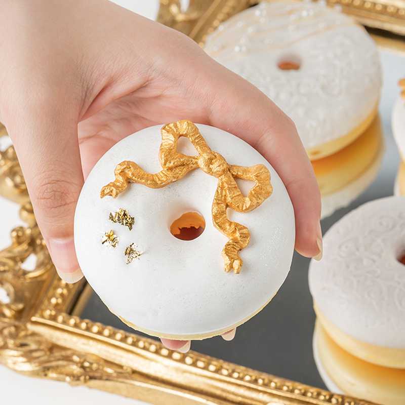 Simulation kage mad model bryllup platin donut dessert bord scene layout vindue dekoration skyde rekvisitter