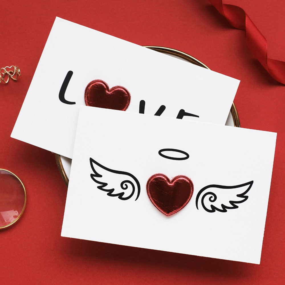 Valentines Day Solid Bronzing Red Heart Postcard Wedding Invitation Romantic Letter Blessing Gratitude Love Greeting Cards