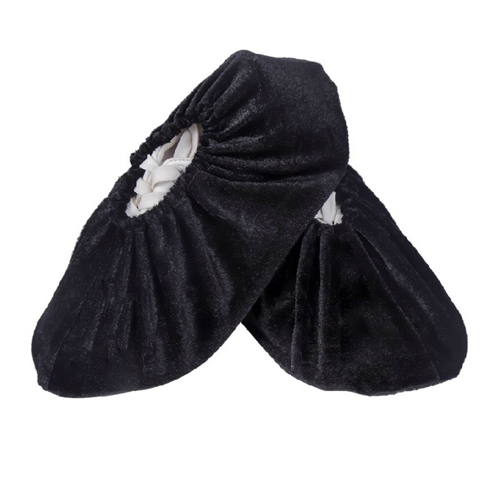 1 Pair Of Boot Slip-on Shoe Covers Shoe Covers Elasticity Reusable Dust-proof Flannel Portable Overshoes Shoe Cover: black adult