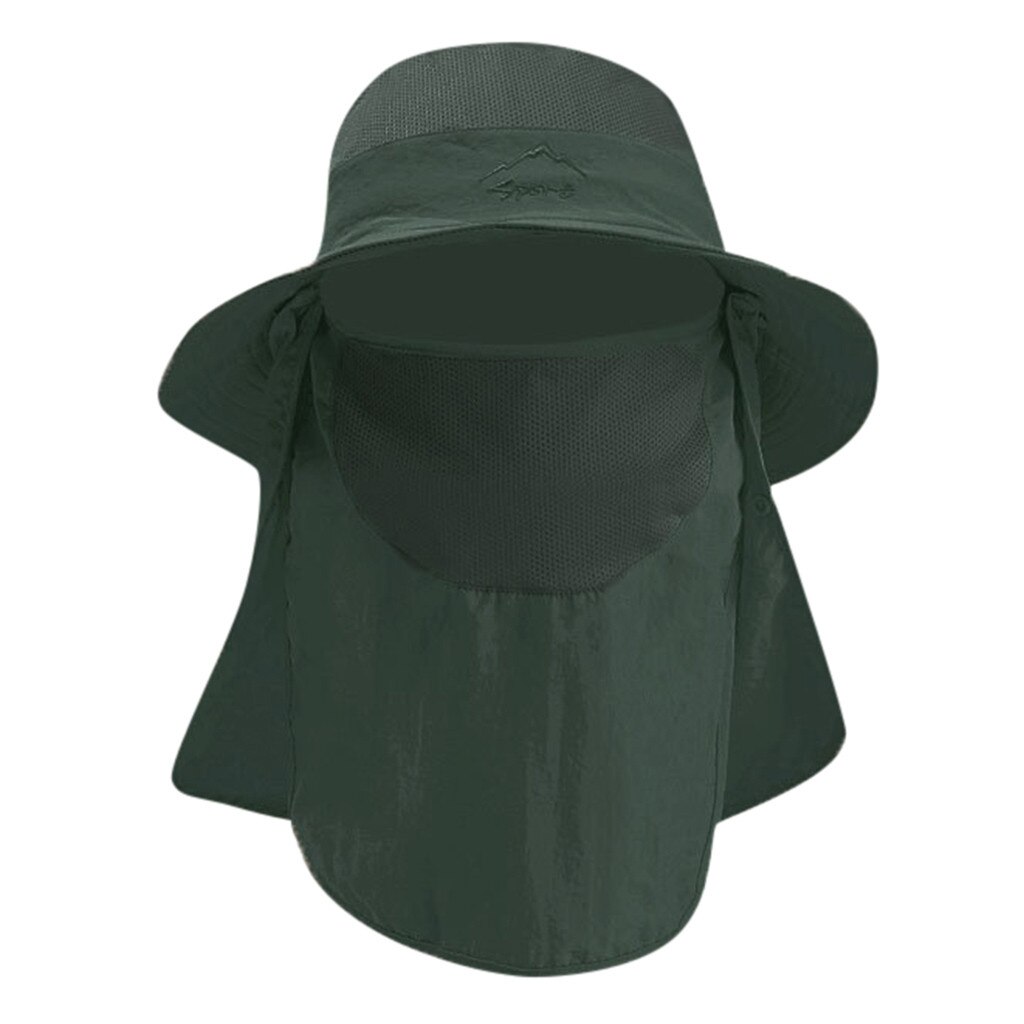 Summer Outdoor Sun Hat Protection Bucket Boonie Cap Solid Adjustable Fishing Hat: Army Green