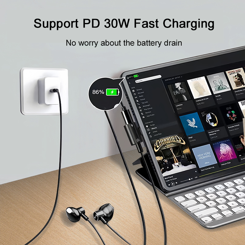 Adapter USB typu C do słuchawek i ładowarki 3,5 mm Rozdzielacz szybkiego ładowania 30 W z gniazdem Aux Audio do Samsung Galaxy S24 23 Ultra