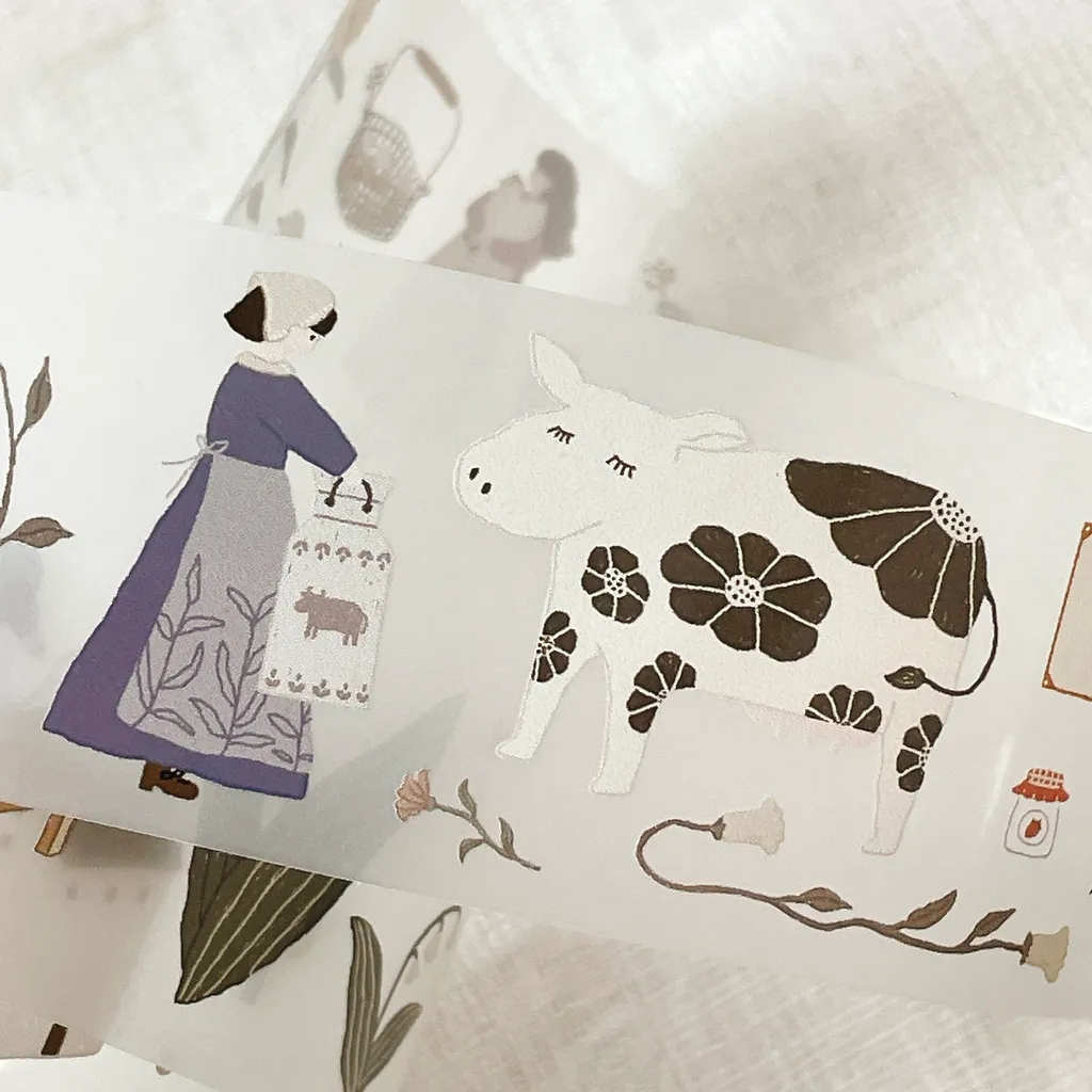 1 bucle de hiedra, nieve, árbol de limón Vintage, granja, bosque, chica, Washi, cinta PET para hacer tarjetas, bricolaje, Plan de álbum de recortes, pegatina decorativa