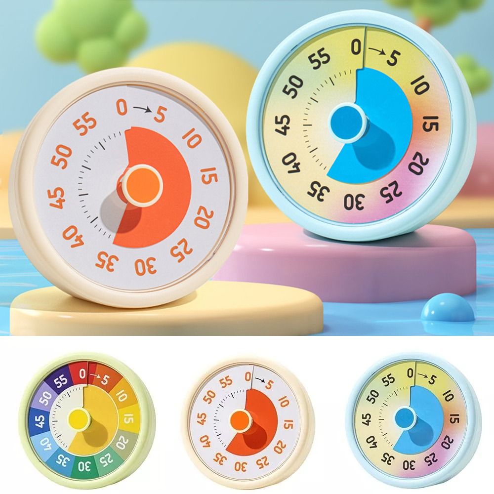 Portable 60 Minutes Silent Visual Timer Round Mute Study Time Manager Durable Plastic Countdown Timer Student