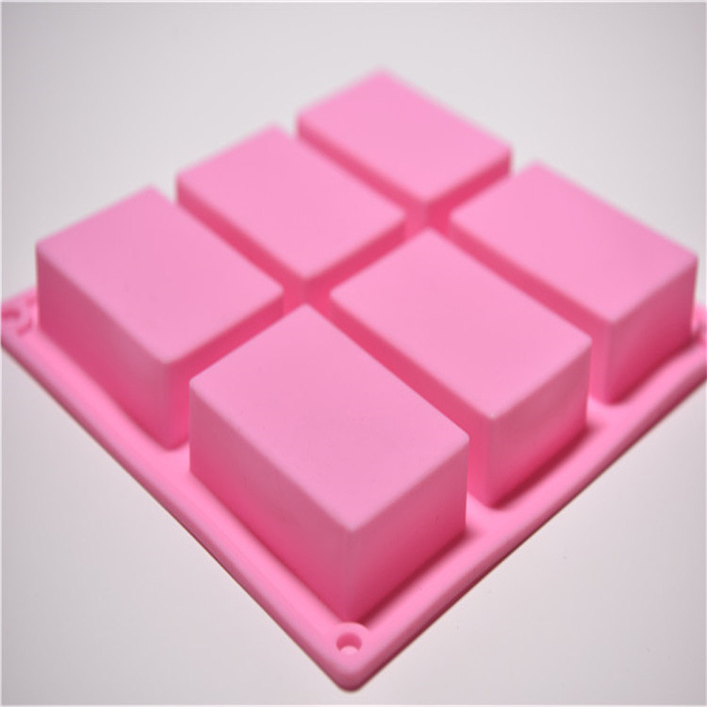 Forma de silicone retangular com 6 cavidades, de silicone, para sabonete, artesanato, caseiro, faça você mesmo
