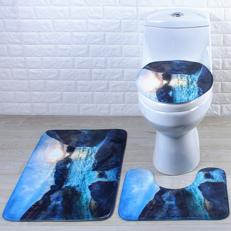 Fundas para asientos de inodoro, alfombras de franela Ocean World, alfombrilla de felpa para el baño, alfombrilla para el suelo del asiento, WC, tapa del inodoro, accesorios de baño