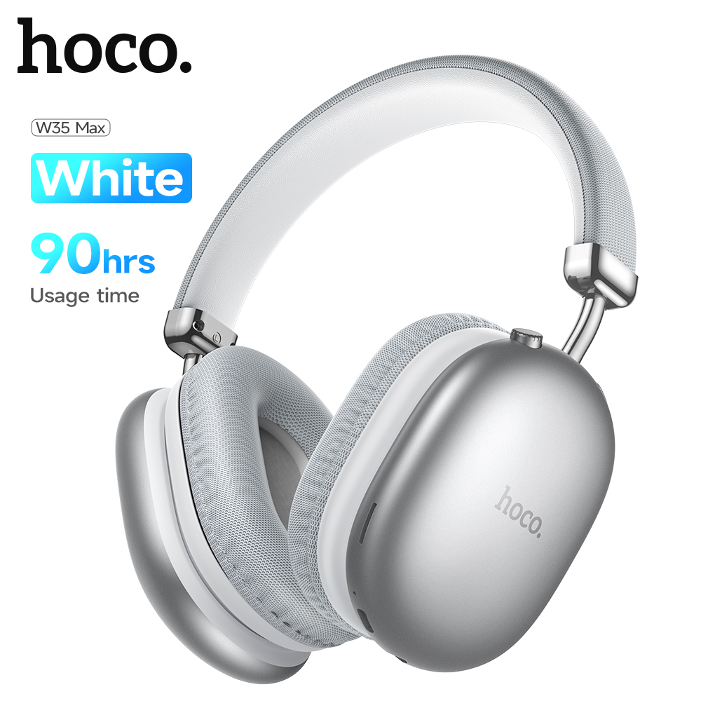 HOCO ulepszony W35 Max Bluetooth 5.3 Bezprzewodowe słuchawki 40 mm Sterownik na ucho Sportowe słuchawki douszne 800 Mah z mikrofonem HiFi Earbuds: Srebrny