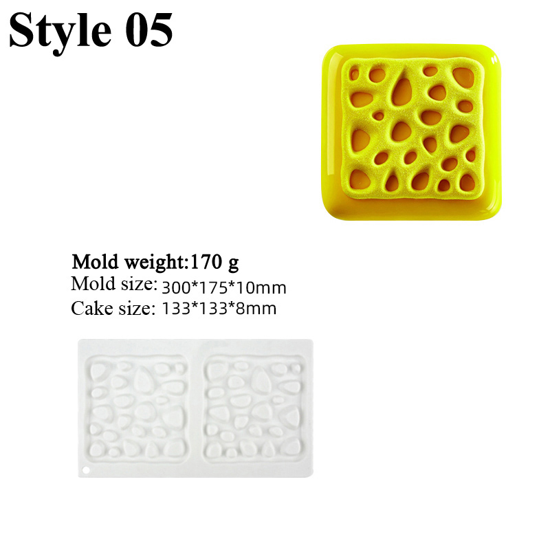 SHENHONG Cake Molds Circular Square or Rectangular Texture Silicone Mould French Dessert Baking Mold Mousse Decoration tools: light yellow