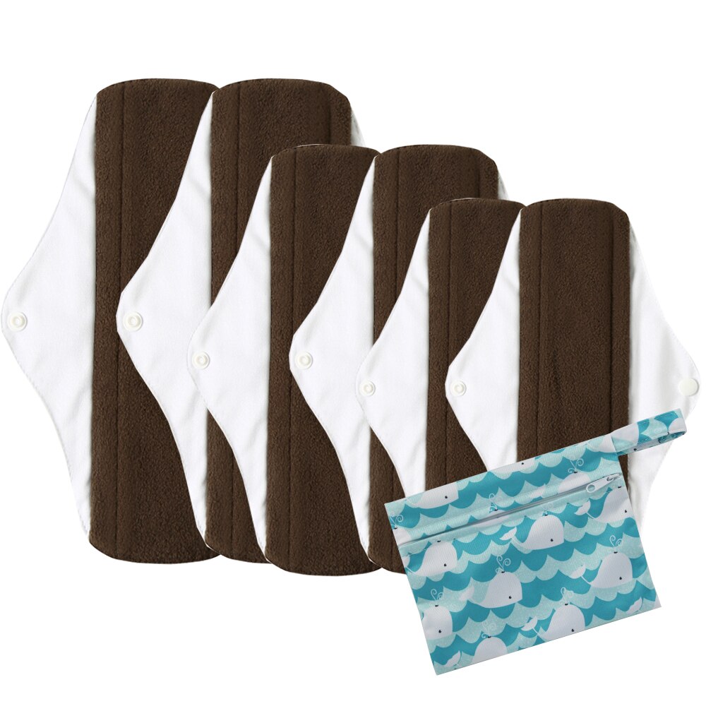 Genanvendelige bind bambus kul hygiejnebind mama menstruations bomuldsbind vaskbare trusseindlæg 2 stk l  +2 stk m  +2 stk s +1 pose: 04