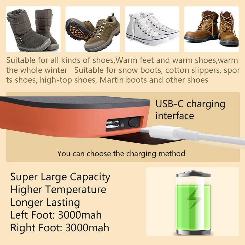 Heated Insoles APP Control 3000mAh Electric Foot Warmer Compress Remote Control 3-speed Shoes Pads For Skiing Winter Outdoor