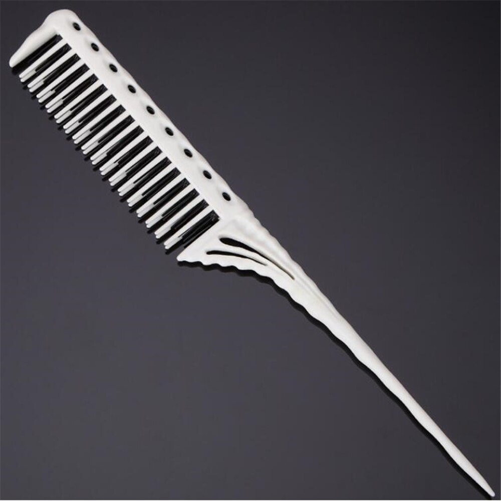 Hair Combs Tip Tail Comb Barber Hairdressing Comb 3-Row Teeth Teasing Brush Highlight Comb Salon Hair Styling Tool: White