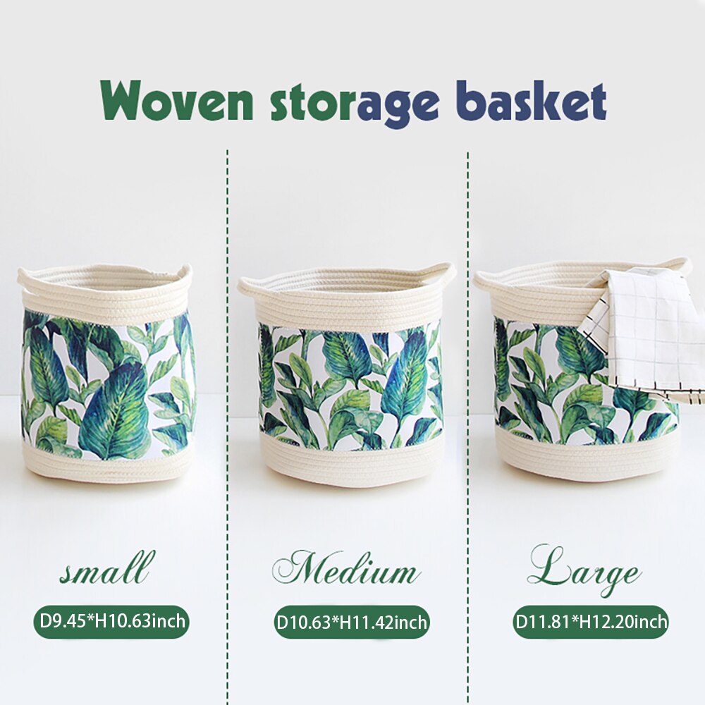Collapsible Storage Basket Flower Baby Basket Fresh Green Leaf Toy Storage Bucket Dirty Clothes Basket Fabric Storage Bag