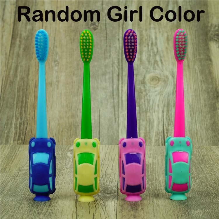 2Pcs/Lot Kids Baby Toothbrush Teether Training Children's Tooth Brush Soft Bristle Mouth Clean Teeth Cleaning Panda Toothbrush: 2Pc Car for Girl