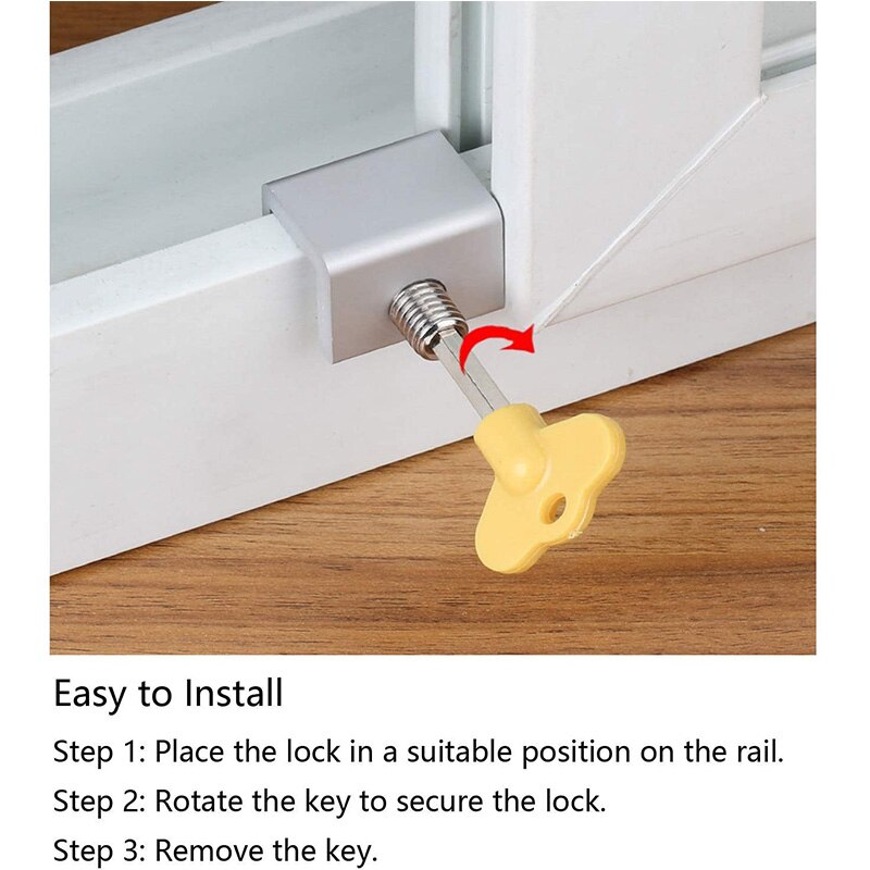 Aluminum Window Stopper Lock Door Frame Security Locks Adjustable Sliding Window Locks with Key Patio Door Lock