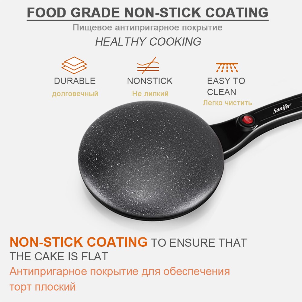 Electric Crepe Maker Pizza Machine Pancake Pan Non-Stick Griddle Baking Pan Cake Machine Easy To Use Kitchen Cooking Sonifer