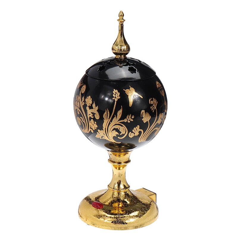 220V Arabische Islamitische Stijl Wierookbrander Mini Elektrische Brander Wierook Bakhoor Vierkante Parel Wierook Elektrische Metalen Positieve Thuis: Black Ball