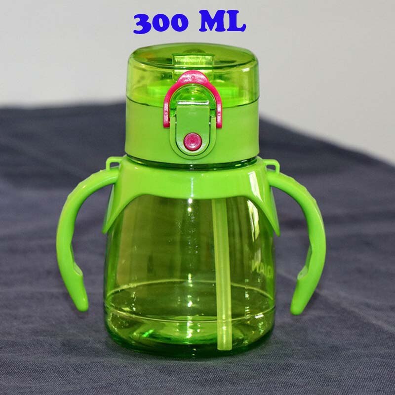 300/320/650ml milieuvriendelijke plastic babybekers voor kinderen, babyfles in cartoonvorm, kinderfles met rietje voor pasgeborenen, volwassen kinderen: 300ml groene handvatten