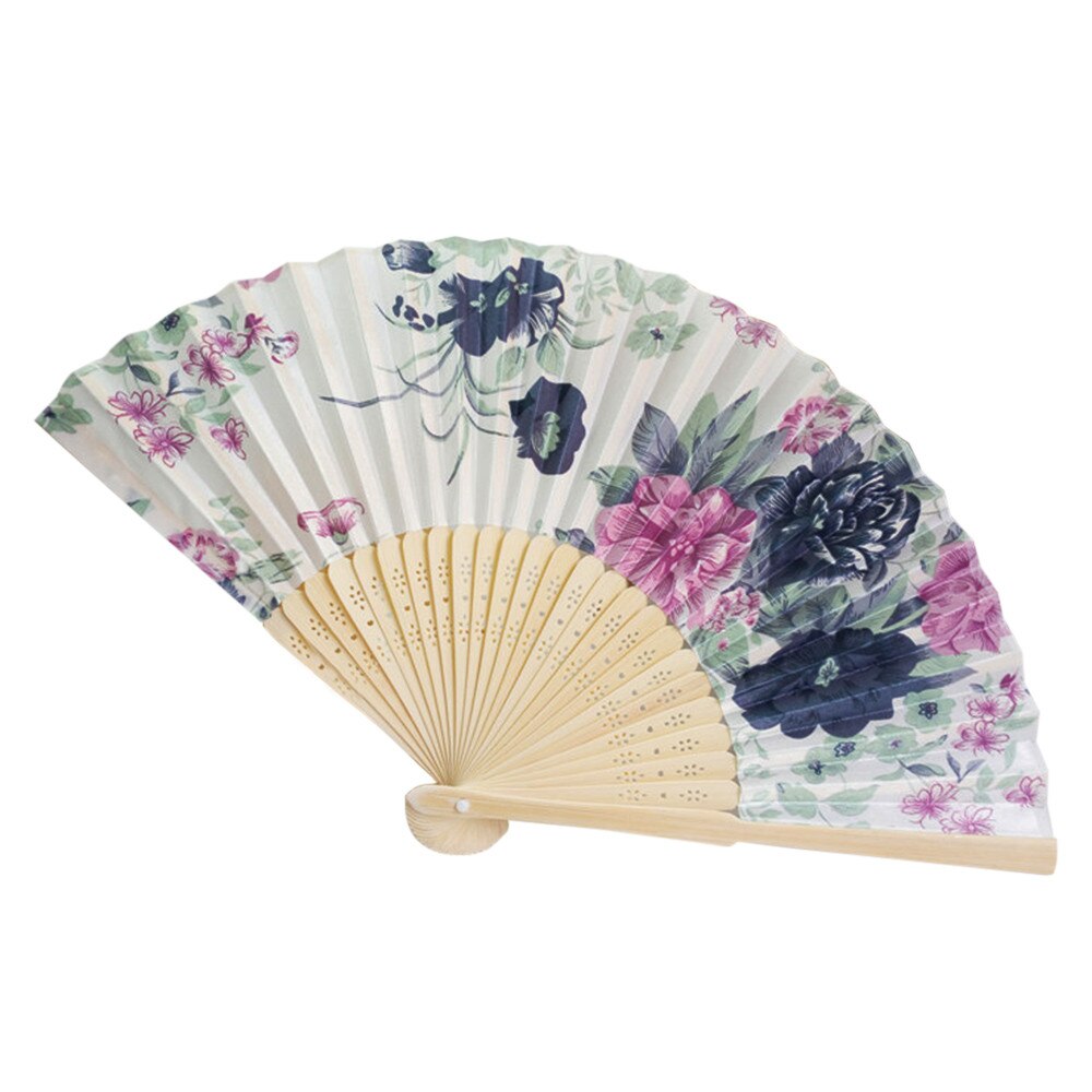 Folding Hand Held Flower Fan Vintage Bamboo Folding Hand Held Flower Fan Chinese Dance Party Pocket Decoration