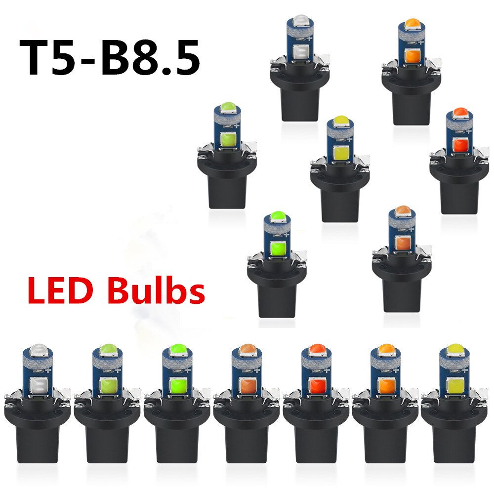 Ampoule led T5 B8.5 B8.5D 3030-3SMD, 20 pièces, indicateur de jauge, lumières intérieur du tableau de bord, lampe latérale, dc 12v