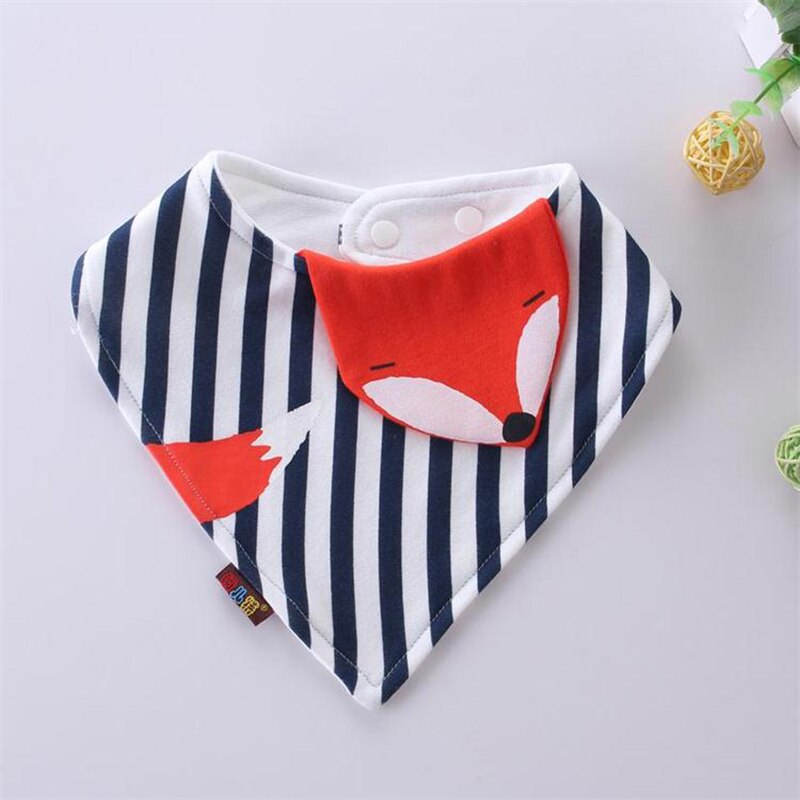 Reusable Washable Cotton Baby Bibs Burp Cloth Cartoon Animals Printing Triangle Bibs Cotton Adjustable Baby Meal Bib Infant Bibs: Fox