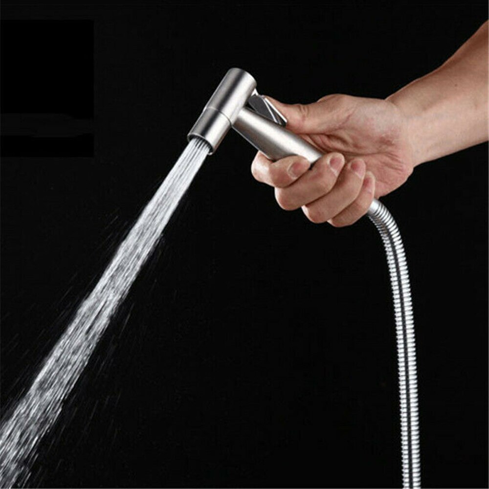 Practical Handheld Toilet Bidet Sprayers Brushed Water Gun Double Angle Valve Multifunctional Faucet Bath Cleaning Tools