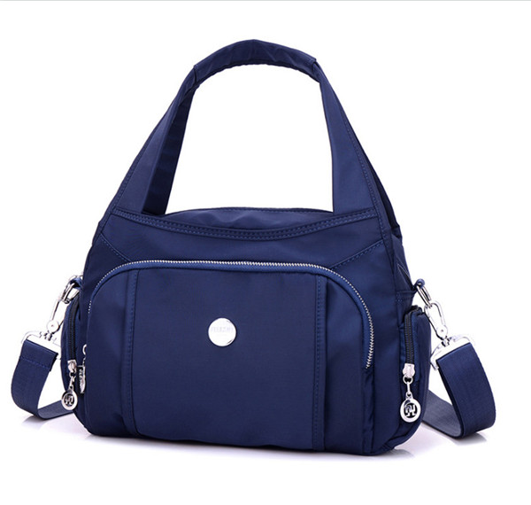 Waterproof Nylon Bag Handbag Multi Layer Oxford Bag Fashionable Single Shoulder Messenger Bag Lady Casual Bag: Deep blue