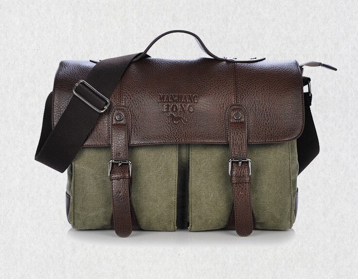 Vintage Men Canvas Handbags Men Shoulder Bags Male Big Capacity Messenger Bags: Green