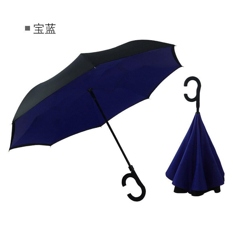 C Handvat Reverse Opvouwbare Paraplu Man Vrouwen Zon Regen Auto Semi-Automatische Paraplu Dubbele Laag Anti Uv Self Stand Parapluie: 15