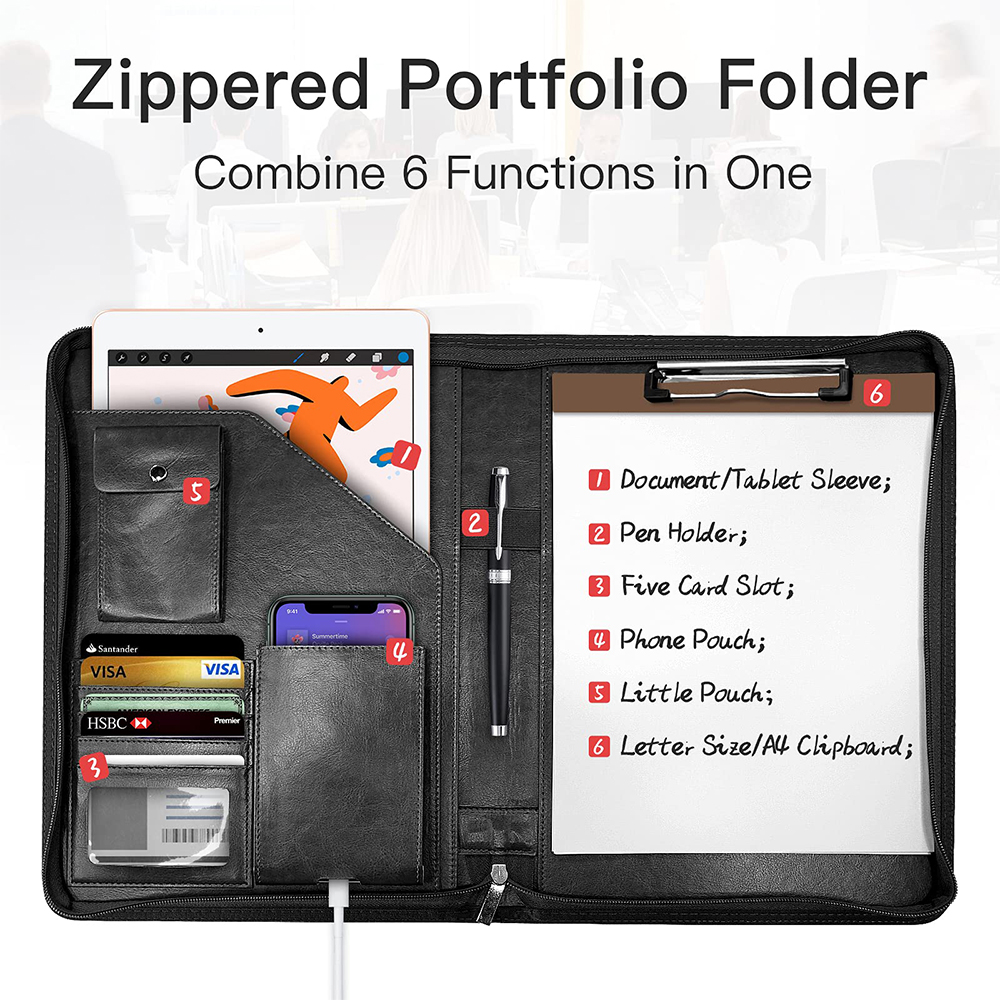 Multifunctional A4 Conference Folder Business Stationery Folder Leather Contract File FoldersTravel Document Folder NEWYES