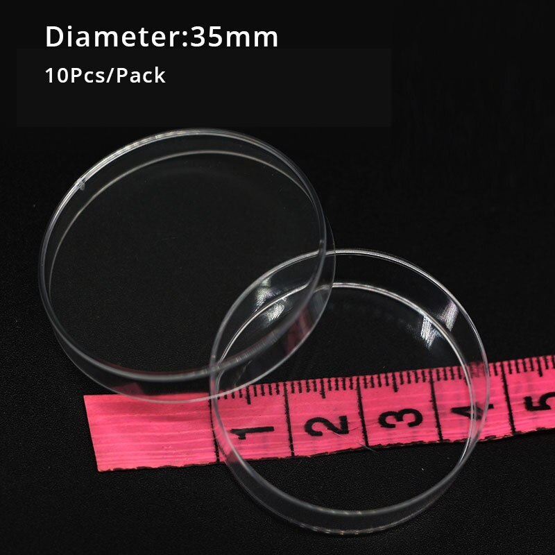 Platos de Petri de plástico estériles con tapas, 10 piezas, 90x16mm, para plato de laboratorio, platos de Petri de levadura bacteriana: 35mm
