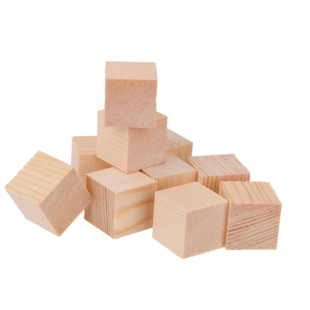 10 Stuks Natuurlijke Houten Vierkante Blokjes Hout Blok Versiering Voor Ambachtelijke 25x25mm