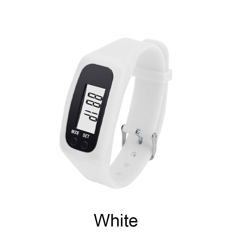 Smart klocka stegräknare löpning sport armband tracker steg pulsmätare räknare promenader fitness armband armband: Vit