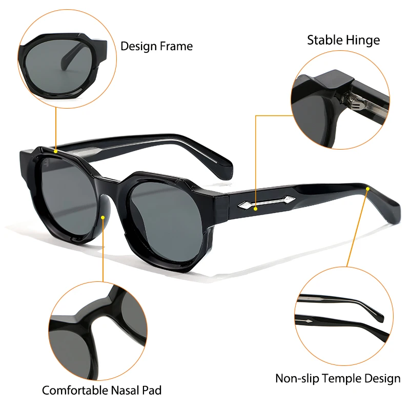 CATERSIDE gafas de sol cuadradas Retro Punk para hombre, montura gruesa Vintage, gafas de sol de para mujer, gafas de viaje para fiestas y vacaciones