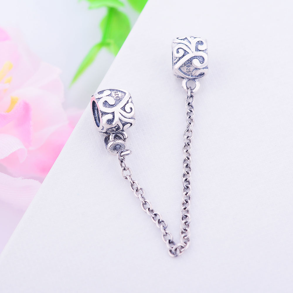 925 sterling silver säkerhetskedja europeisk passform fin charm pärlor stil armband halsband hänge diy originalsmycken