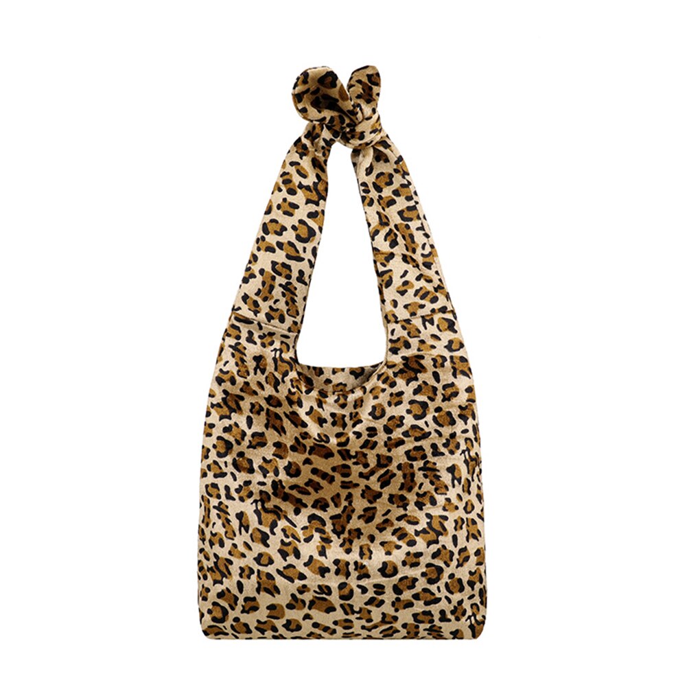 Leopard Tier Muster Schulter Tasche Frauen Krawatte Knoten Plüsch Casual Reise Täglich Totes Handtasche: Style 2