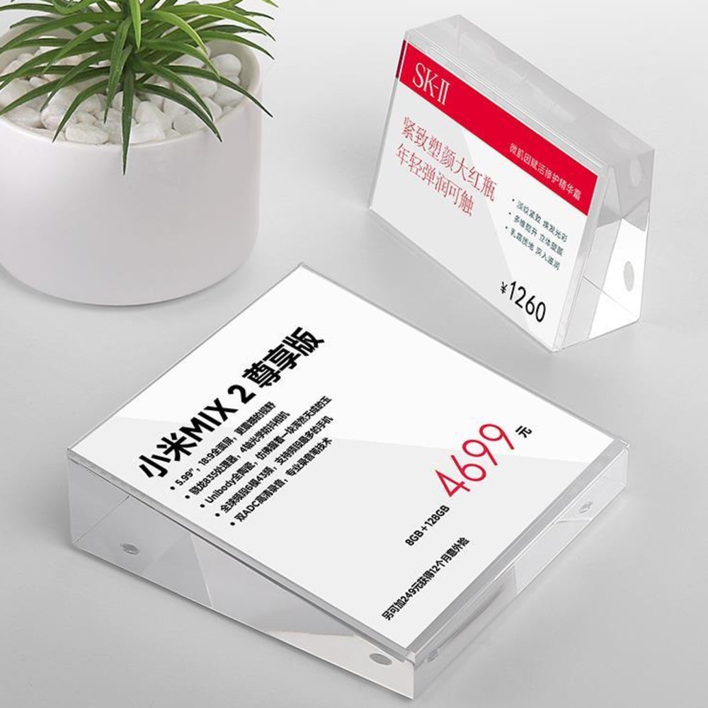 Acrylic Price Tag Label Frame Inclined Transparent Menu List Display Stand Vertical Commodity Introduction Sign Holder