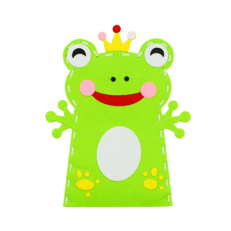 Saizhi 3D Crafts Handmade Kids Child DIY Activity Top Accessories Hand Puppet Non-Woven Cloth Animal DIY Sewing Toys: frog