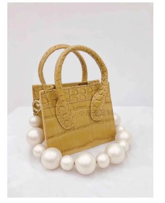 Handbag Women's Leather Mini Small Square Tote Bag Pearl Chain Messenger Bag Clutch Bag Casual Wallet Handbag Handbag: G