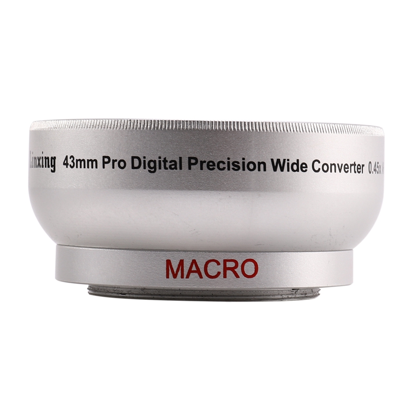 RISE-NEWYI Digital Lens Replacement 43mm 0.45X WIDE Angle + Macro Conversion LENS 43 0.45 Silver
