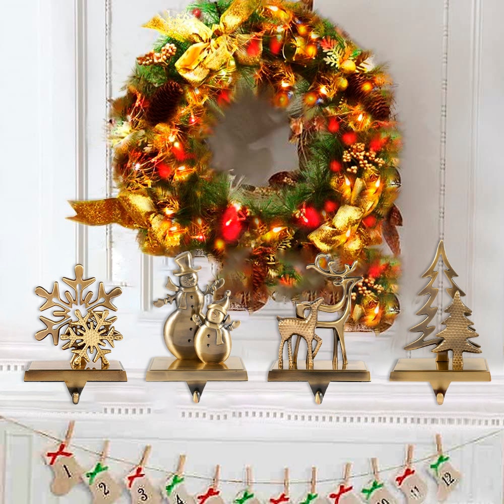 1 pièces noël porte-chaussettes crochets cheminée manteau cintres en métal suspendus cintre Clips pour la décoration de fête de noël