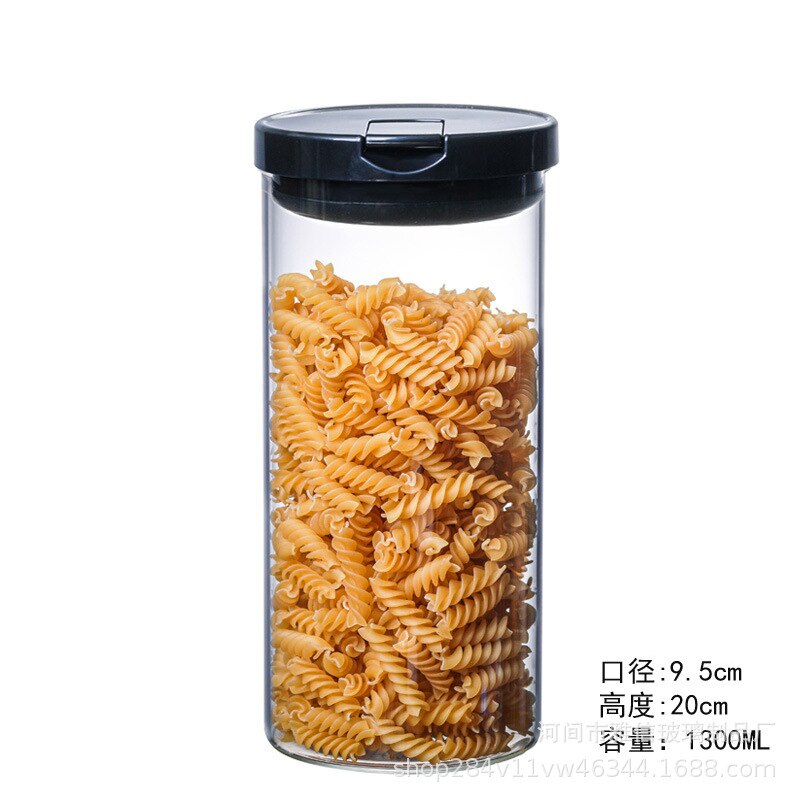 Cylindrical Transparent Glass Storage Tank Sealed Bottle Moisture-proof Food Grain Tank Kitchen Utensils Candy Tea Box: M