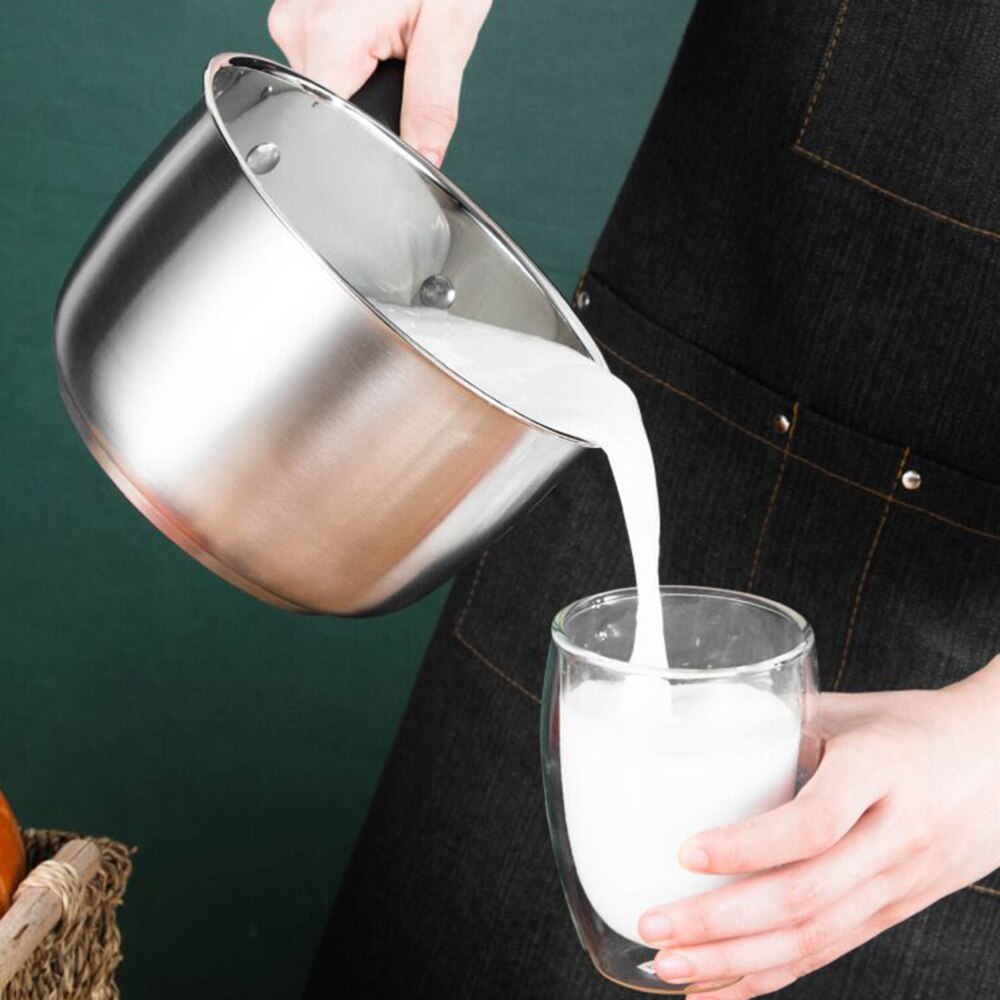 Stainless Steel Stockpot with Lid Single Long Handle Cooking Pot Thick Kitchen Soup Pot for Home (14cm)