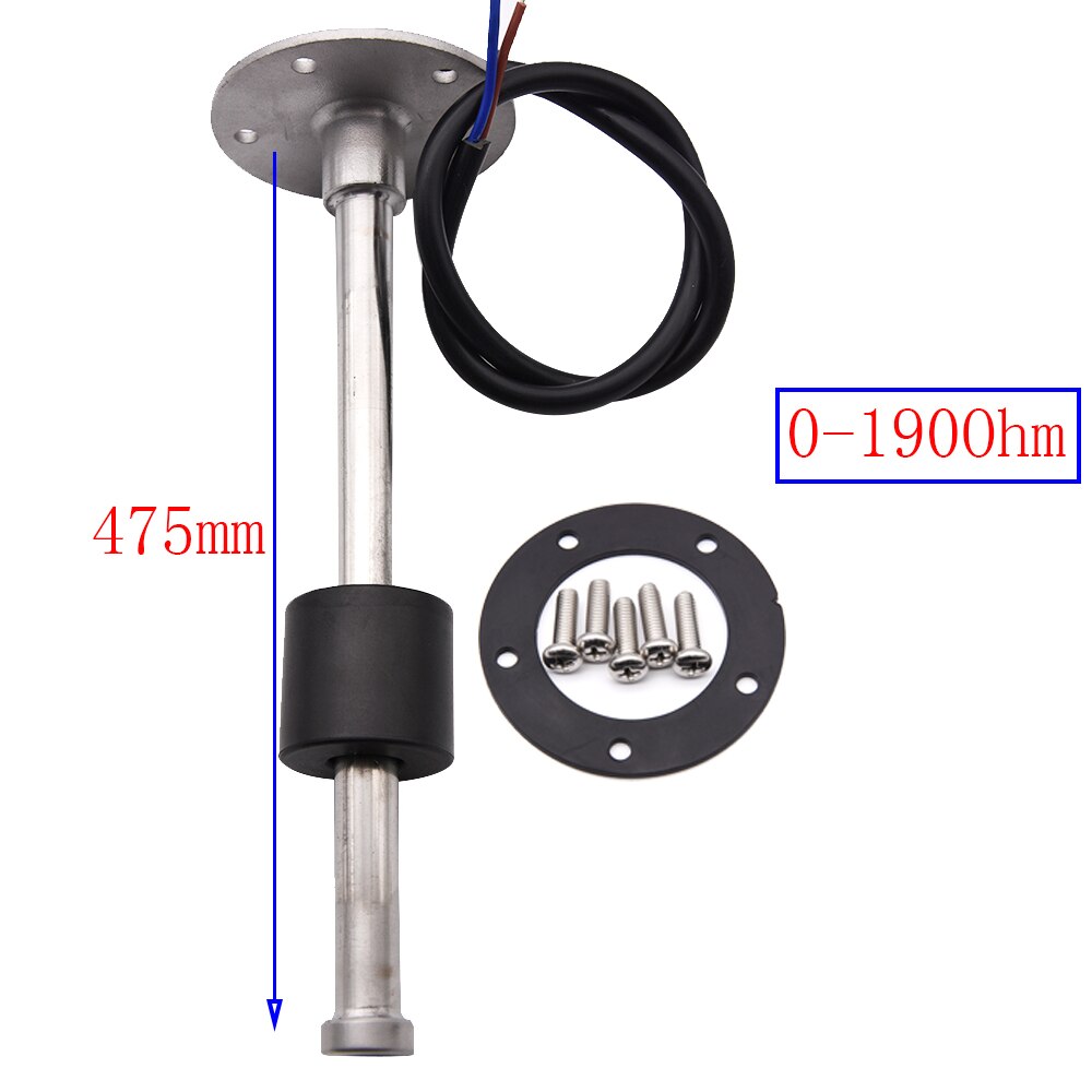 0-190Ohm Fuel Level Sensor 100MM 125MM 150MM 200MM 250MM 400MM Oil Liquid Tank Fuel Sending Unit Water Level Sensor For Gauge: 475MM