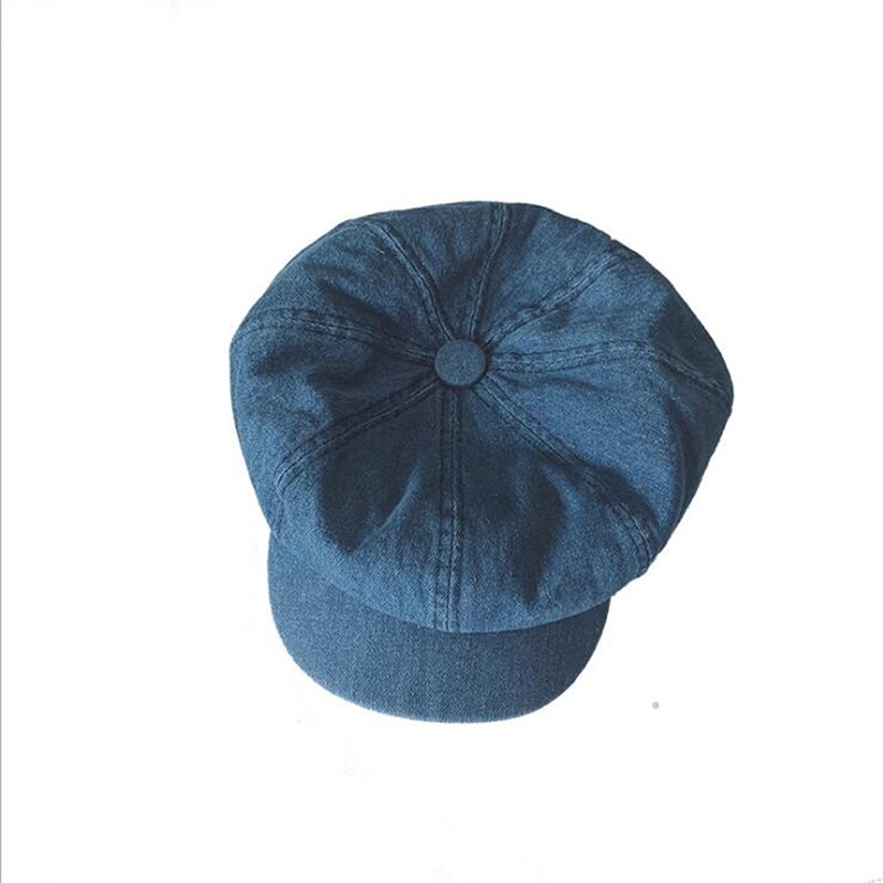 Denim unisex newsboy kasketter efterår cowboy hatte til kvinder mandlige ottekantede hat cabbie chauffør kasket flad top koreanske maler hatte