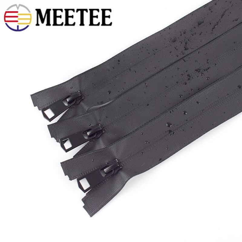 Meetee 2 kpl 50-150cm 5#  vedenpitävää vetoketjua musta nylon näkymätön avopää vetoketju yksi/kahdesti auki vetoketjut takin ompelutarvike