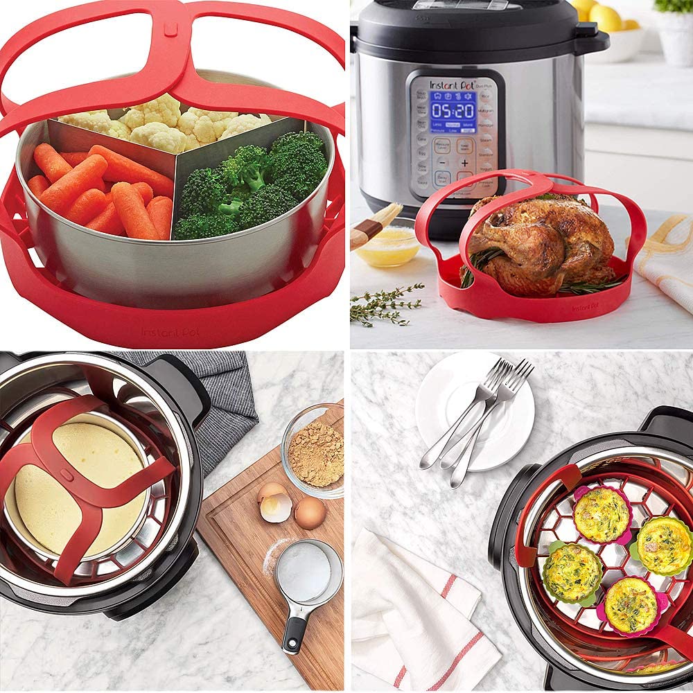 Pressure Cooker Sling Silicone Egg Rack Anti-scalding Steamer Rack Trivet Bakeware Lifter Compatible with 6/8 Qt Instant Pot