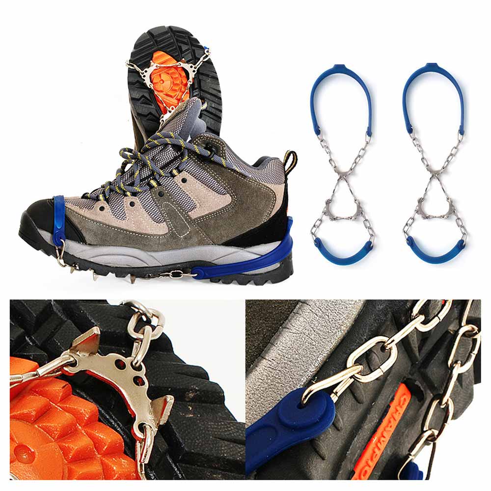 Pinzas de hielo con dientes de acero para escalada, botas antideslizantes, tacos de agarre, equipo de esquí al aire libre, 1 par