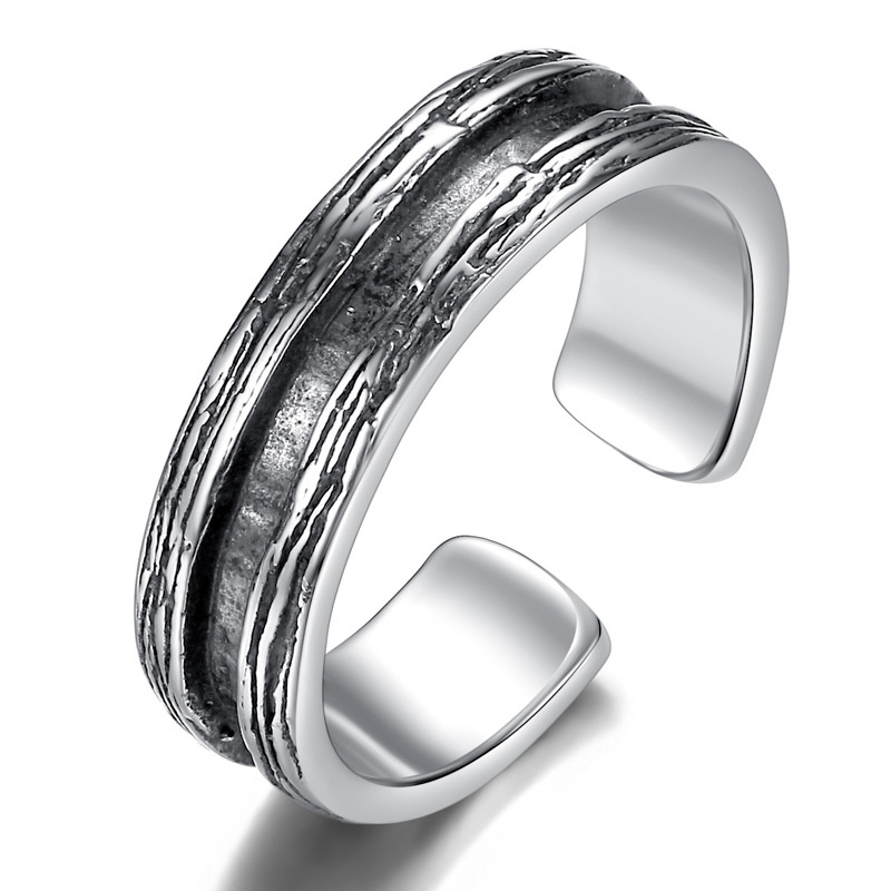 Nuovo arrivo anello in argento 925 formato aperto retrò gioielli da uomo personalità multi linee design maschile accessori per dita indice