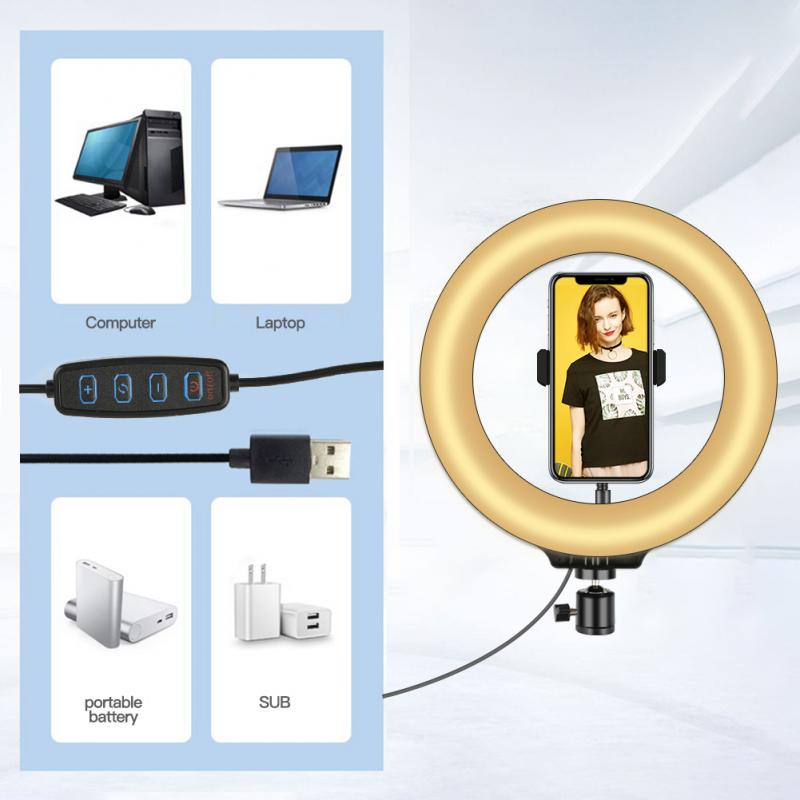 Ring Light Dimmable Cold Warm 10W LED Ring Light For Online Live Makeup Photography Video Live Fill Lamp Tricolor Fill Light