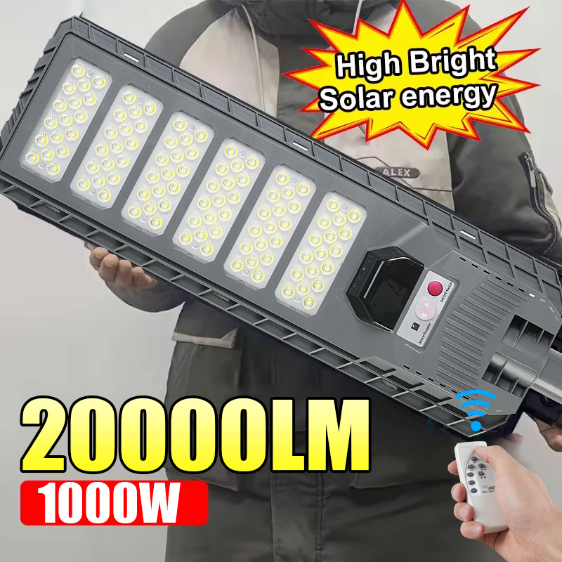 1000w ultra krachtige led-buitenlampen op zonne-energie, 20000lm buitenspotjes op zonne-energie met bewegingssensor en afstandsbediening, externe lamp op zonne-energie