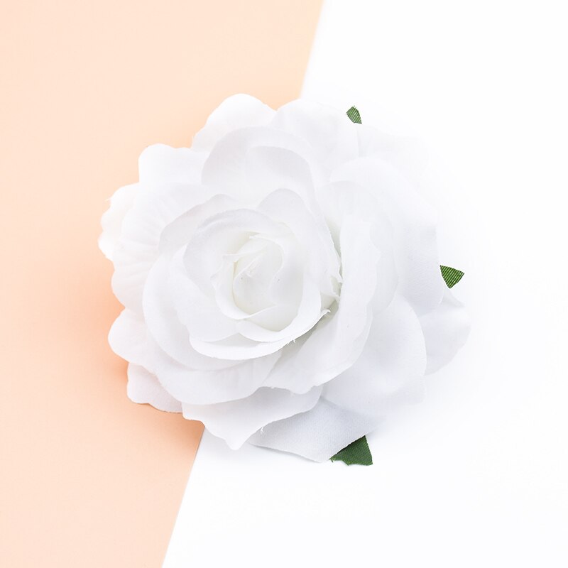10 stk kunstige blomster til hjemmet bryllup dekoration julekrans brud broche diy håndlavet æske silke roser blomstervæg: Farve 14